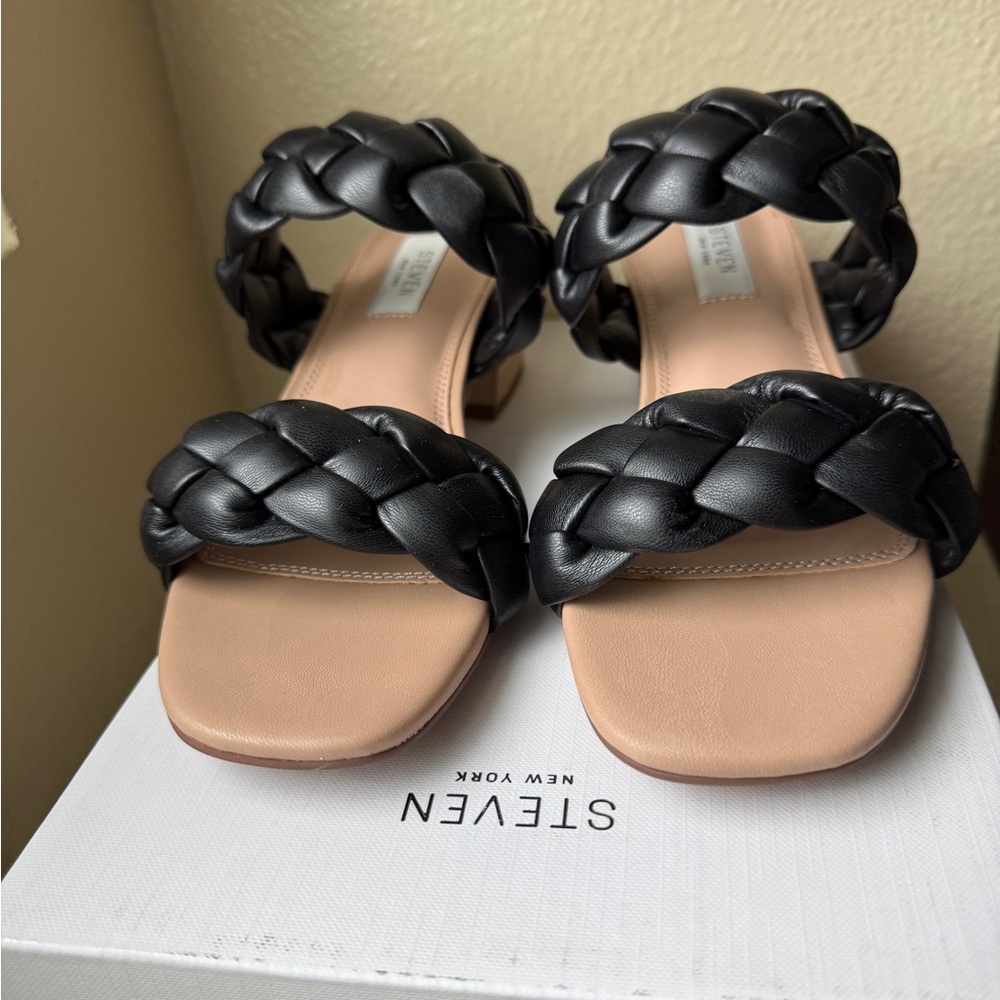 Stylish Black Braided Sandals NIB